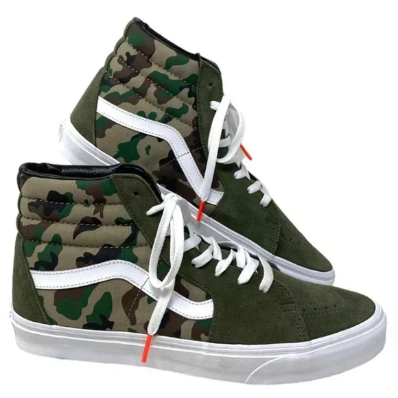 Vans Shoes Vans Sk8hi Skate Shoes Men Camo Olive Suede Canvas